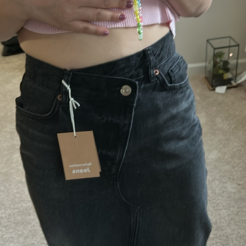 Reformation Black Denim long Skirt. 27 - Picture 8 of 16